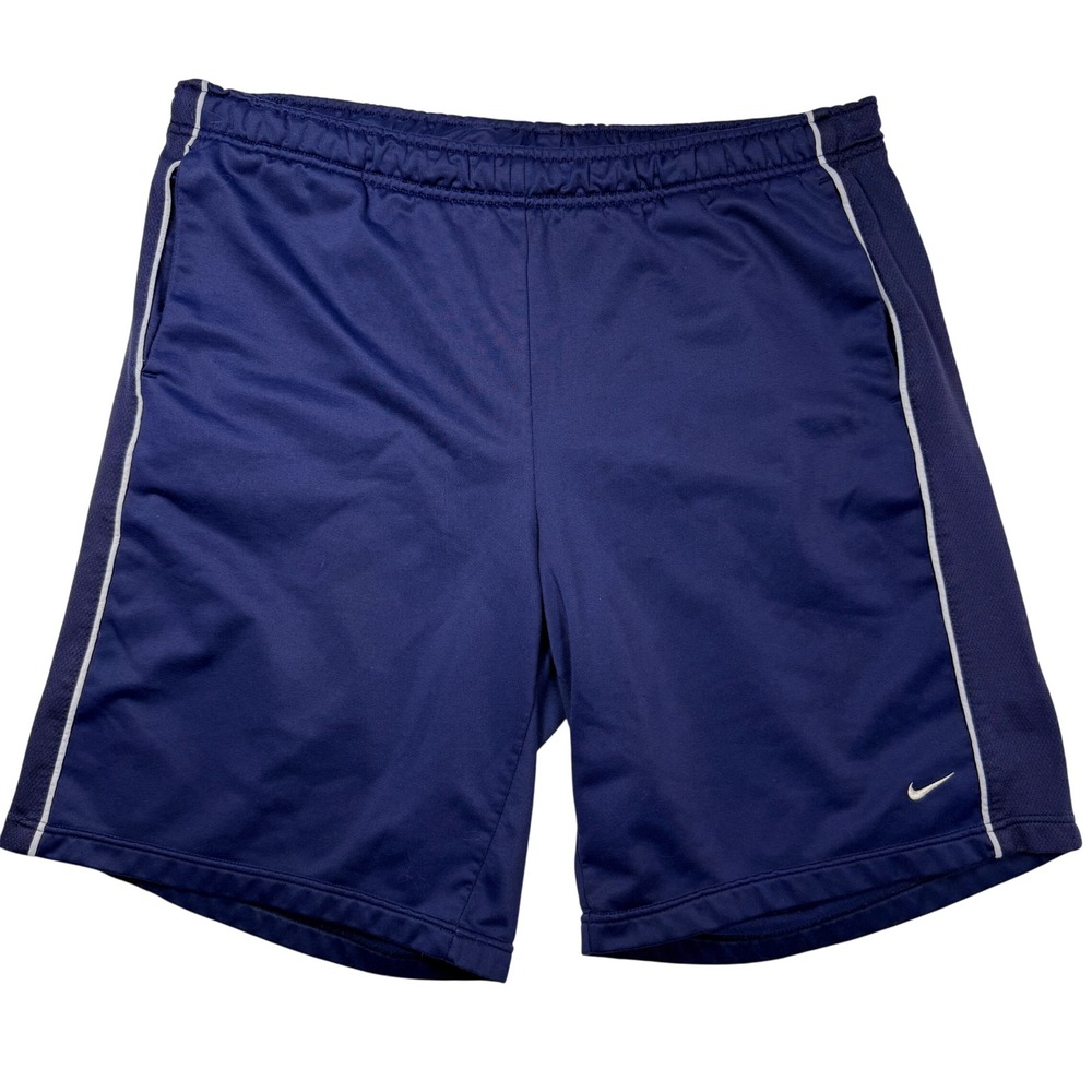 Nike Athletic Shorts XXL Mesh Side Piping Pockets Navy Blue